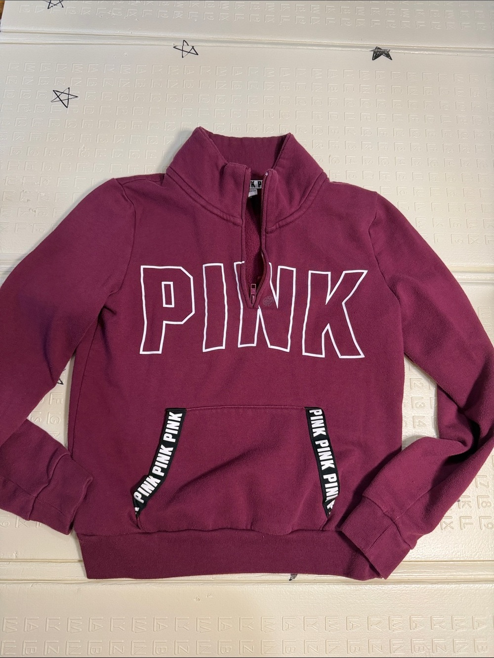 PINK Victoria's Secret Half-Zip Pullover Sweatshirt in Berry